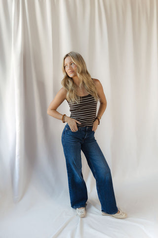 Z Supply Rowe Striped Scoop Tank, Chocolate - The Red Thread Boutique