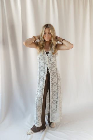 Tessa Longline Crochet Vest - The Red Thread Boutique