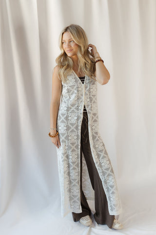 Tessa Longline Crochet Vest - The Red Thread Boutique