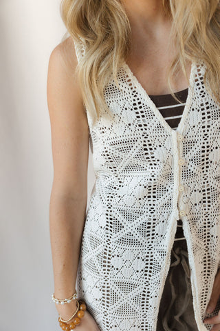Tessa Longline Crochet Vest - The Red Thread Boutique