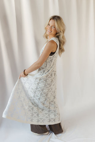 Tessa Longline Crochet Vest - The Red Thread Boutique