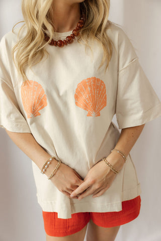 Seashell Graphic Tee, Tan - The Red Thread Boutique