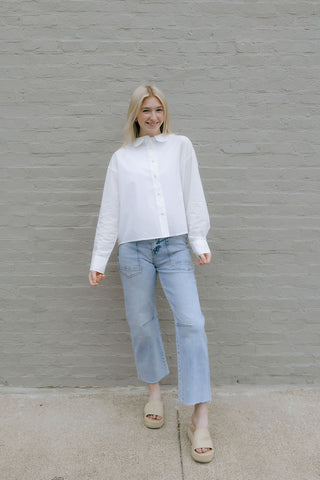 Scallop Collar Shirt, White