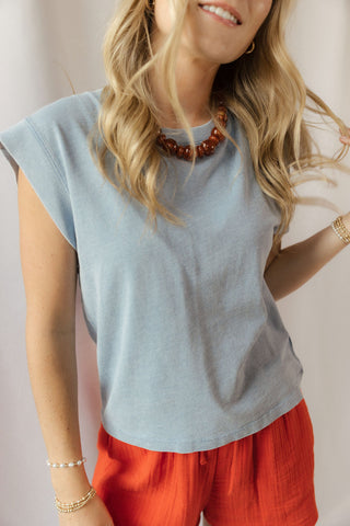 Camino Jersey Denim Top, Ocean Air - The Red Thread Boutique