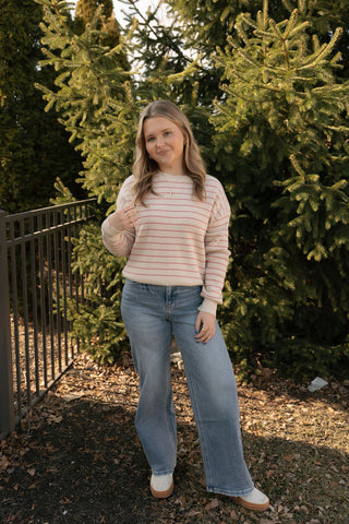 Ely Sweater, Cream/Watermelon