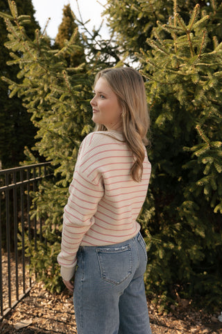 Ely Sweater, Cream/Watermelon