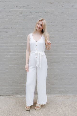 Adler Linen Jumpsuit, White by Z Supply *final sale