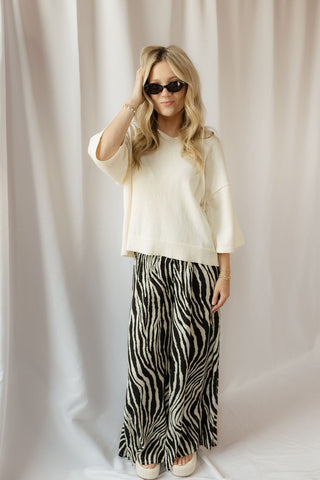 Camille Open Collar Top, Cream