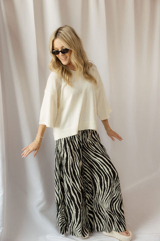 Camille Open Collar Top, Cream