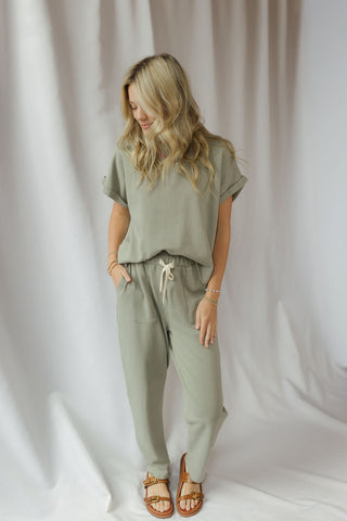 Vivian Rolled Sleeve Tee, Green