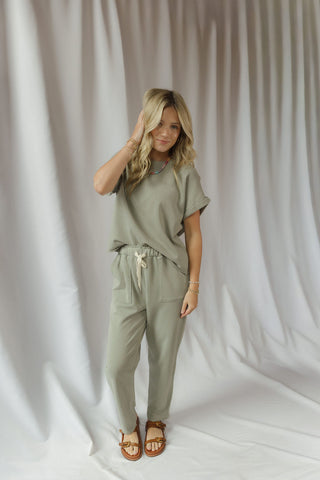 Vivian Rolled Sleeve Tee, Green
