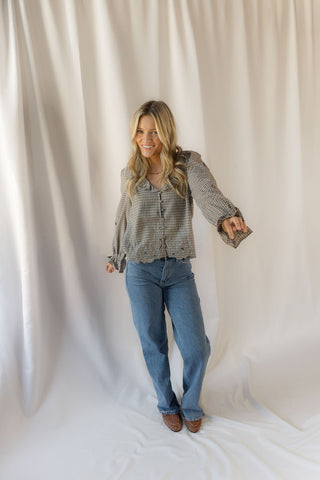 Charlie Gingham Embroidered Top - The Red Thread Boutique