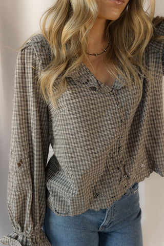 Charlie Gingham Embroidered Top - The Red Thread Boutique