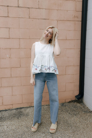 Embroidered Peplum Tank *final sale