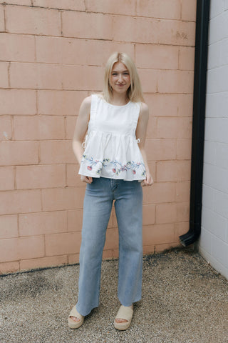 Embroidered Peplum Tank *final sale