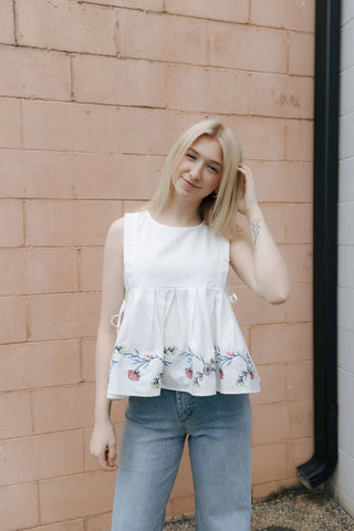 Embroidered Peplum Tank *final sale