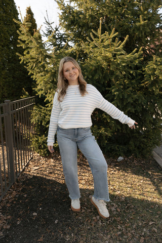 Ely Sweater, Ivory/Blue