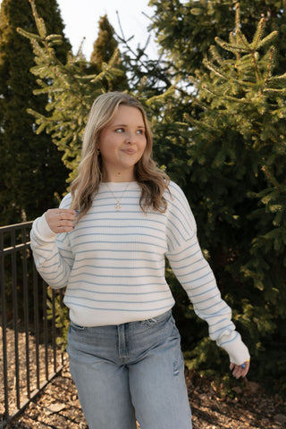 Ely Sweater, Ivory/Blue
