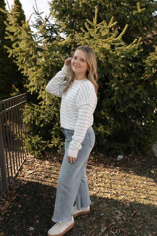 Ely Sweater, Ivory/Blue