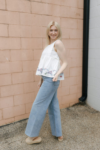 Embroidered Peplum Tank *final sale