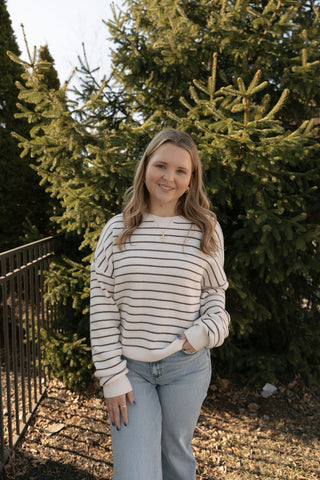 Ely Sweater, Ivory/Brown