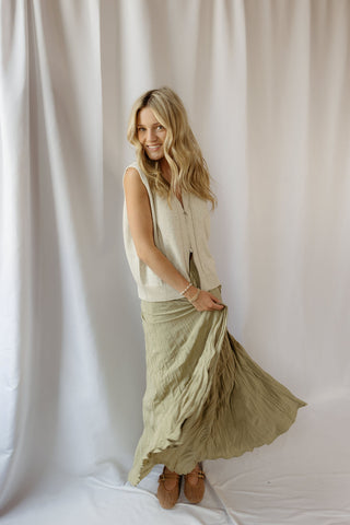 Kendall Crinkle Maxi Skirt, Sage