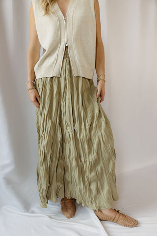 Kendall Crinkle Maxi Skirt, Sage