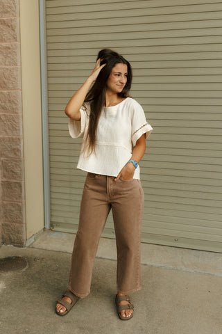 Washed Color Pants, Mocha