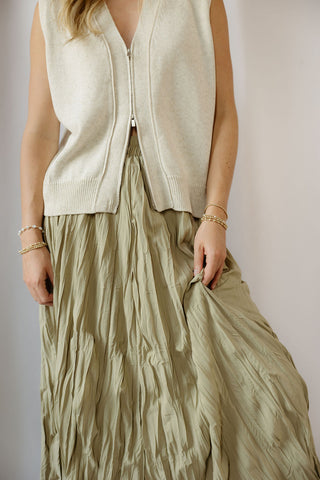 Kendall Crinkle Maxi Skirt, Sage
