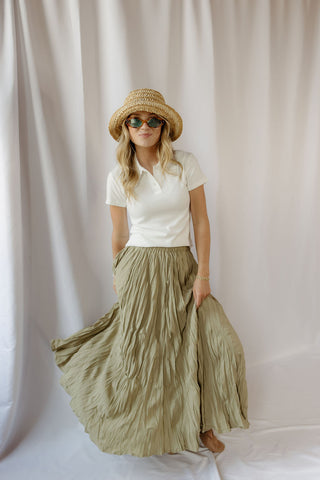 Kendall Crinkle Maxi Skirt, Sage