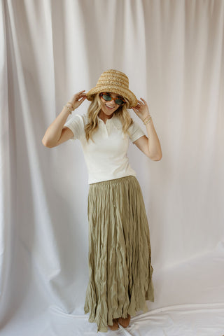 Kendall Crinkle Maxi Skirt, Sage