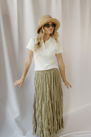 Kendall Crinkle Maxi Skirt, Sage