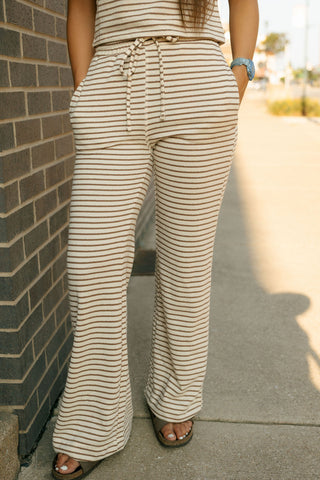 Find Your Soft Stripe Pants, Cream Mocha