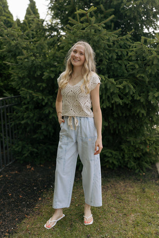 Kendra Crochet Top, Cream *final sale