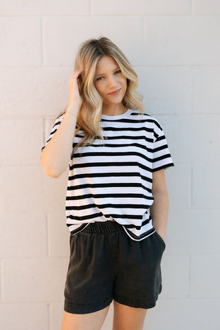 Go To Striped Tee, Black by Z Supply *final sale
