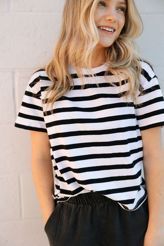 Go To Striped Tee, Black by Z Supply *final sale