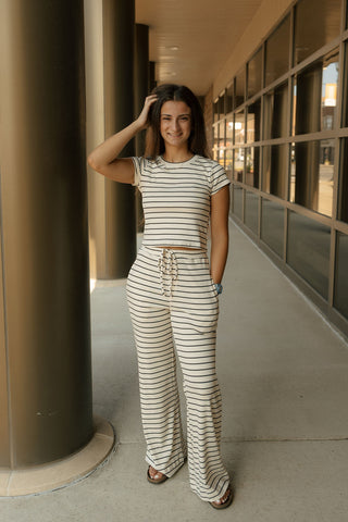 Call Me Stripe Pants, Cream/Black