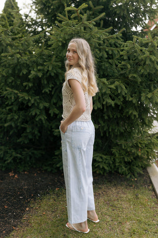 Kendra Crochet Top, Cream *final sale