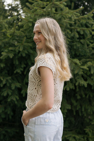 Kendra Crochet Top, Cream *final sale