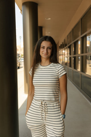 Call Me Top, Cream Black *final sale