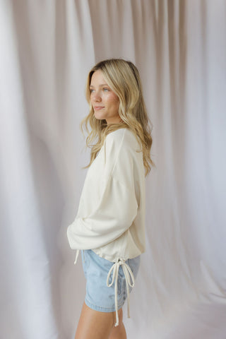 Chloe Tie Waist Sweatshirt, Ivory