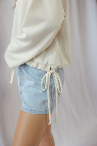 Chloe Tie Waist Sweatshirt, Ivory