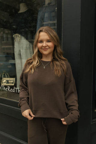 Laguna Drop Shoulder Sweatshirt, Espresso