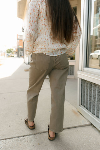 Washed Color Pants, Olive *final sale