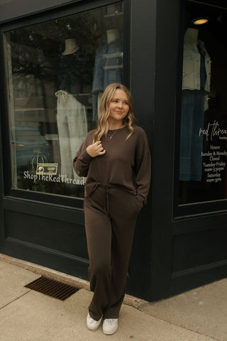 Laguna Drop Shoulder Sweatshirt, Espresso