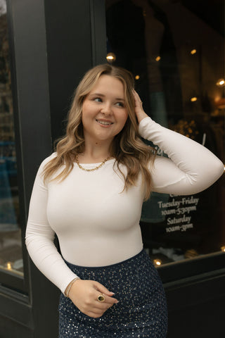 Boat Neck Bodysuit, White