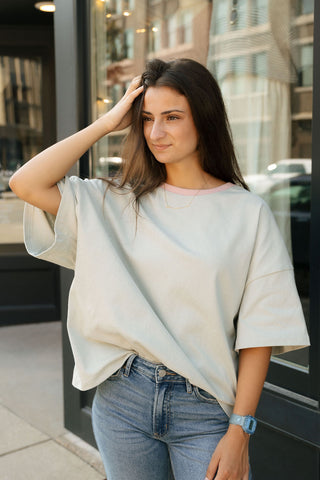 Sweet Serve Contrast Top, Sage *final sale