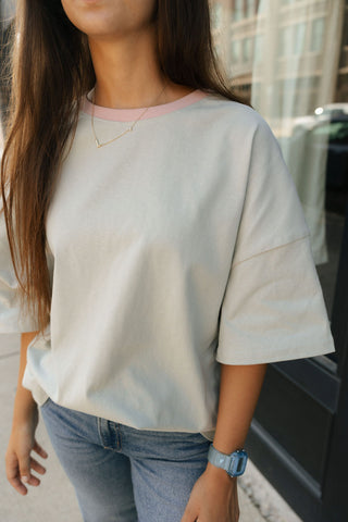 Sweet Serve Contrast Top, Sage *final sale
