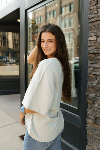 Sweet Serve Contrast Top, Sage *final sale