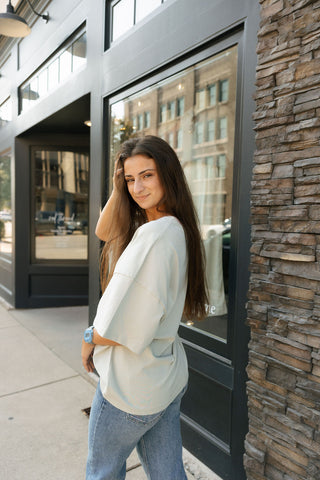 Sweet Serve Contrast Top, Sage *final sale